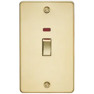 45A DP Switch with Neon (2G size) - Polished Brass