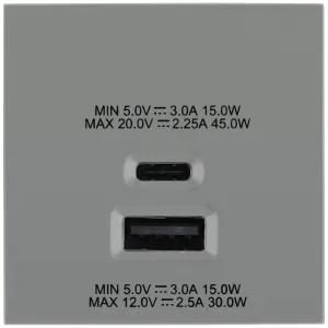 EURO MODULE 2 PORT A & C 45W USB CHARGING MODULE G