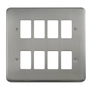 8 Gang GridPro Frontplate - Stainless Steel