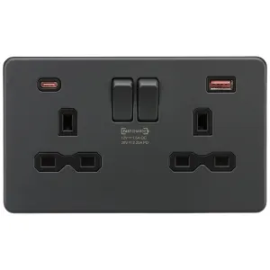 13A 2G DP Switched Socket with Dual USB A+C 20V DC