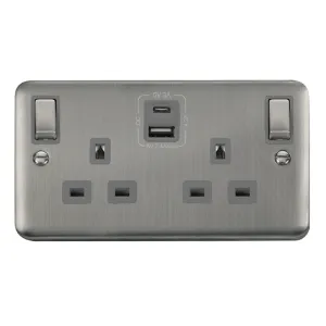 13A Ingot 2 Gang Switched Safety Shutter Socket Ou
