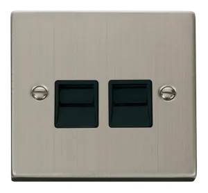 Twin Telephone Socket Outlet Master - Black