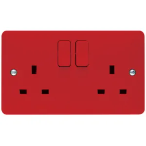 13A 2G DP S-SOCKET RED FP & ROCKERS