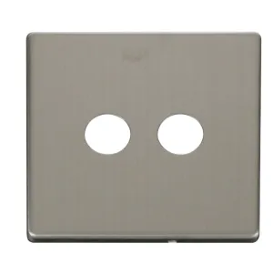 Twin Coaxial Socket Cover Plate - Stainless Steel