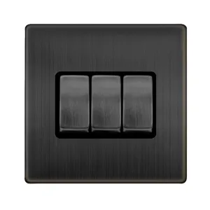 10AX INGOT 3 GANG 2 WAY SWITCH - MATT BRONZE COVER
