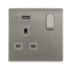 13A INGOT 1 GANG SWITCHED SOCKET WITH 2.1A USB OUT