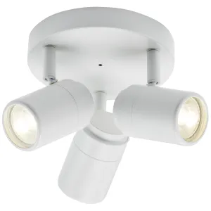 230V IP44 GU10 Triple Spotlight - Matt White