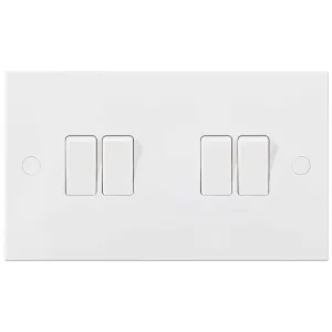 WHITE MOULDED SQUARE EDGE QUADRUPLE SWITCH, 20A 16