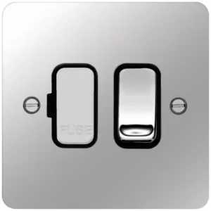 FCU SWITCHED POLISHED STEEL BLACK