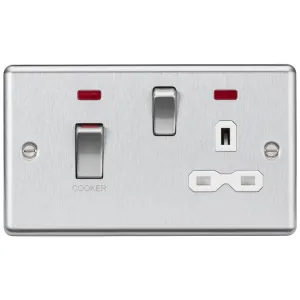 45A DP Switch & 13A Socket with Neons - Brushed Ch