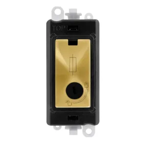 13A Fused Lockable Module - Black - Satin Brass