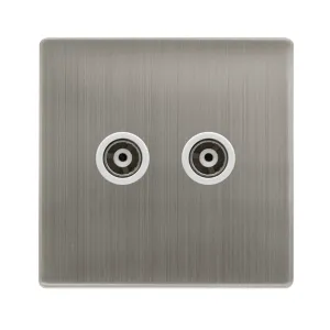 TWIN ISOLATED COAXIAL OUTLET - STAINLESS STEEL COV