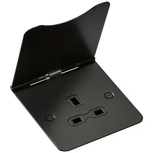 13A 1G Unswitched Floor Socket - Matt Black with B