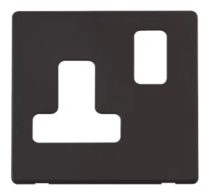15A Round Pin Switched Socket Cover Plate - Black