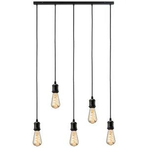 CALLA - 230V E27 Vintage 5 Light Bar Pendant - Mat