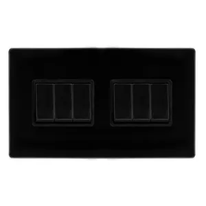 10AX INGOT 6 GANG 2 WAY SWITCH - METAL BLACK COVER