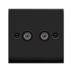 VP MATT BLACK 1 GANG TWIN CO- AXIAL OUTLET