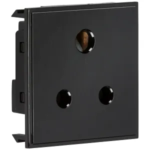 5A unswitched round socket module 50 x 50mm - blac