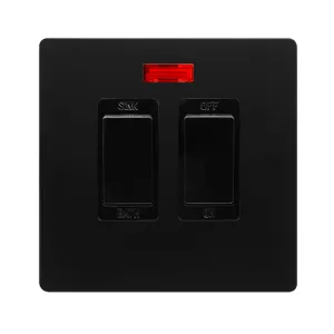 20A SINK / BATH SWITCH WITH NEON - MATT BLACK COVE