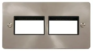 2 Gang Plate (3+3) Switch Aperture  - Black