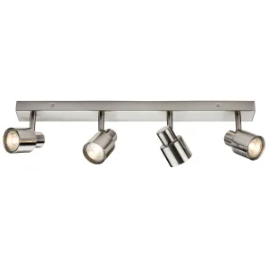 230V GU10 Quad Bar Spotlight - Brushed Chrome