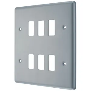 GRID FRONT PLATE METAL CLAD - 6 GANG