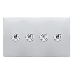 10AX 4 GANG 2 WAY TOGGLE SWITCH - POLISHED CHROME