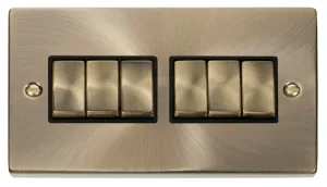 6 Gang 2 Way 'Ingot' 10AX Switch - Black