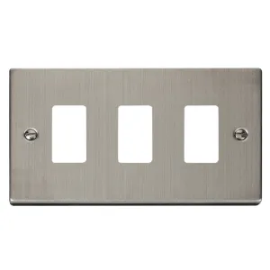 3 Gang GridPro Frontplate - Stainless Steel