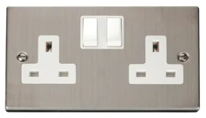 2 Gang 13A DP Switched Socket Outlet - White