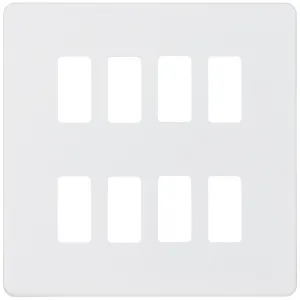 Screwless 8G grid faceplate - matt white