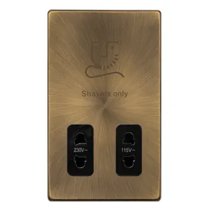 115/230V DUAL VOLTAGE SHAVER SOCKET - ANTIQUE BRAS