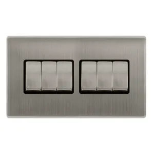 10AX INGOT 6 GANG 2 WAY SWITCH - STAINLESS STEEL C
