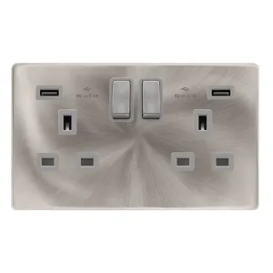 13A INGOT 2 GANG SWITCHED SOCKET WITH 2.1A USB OUT