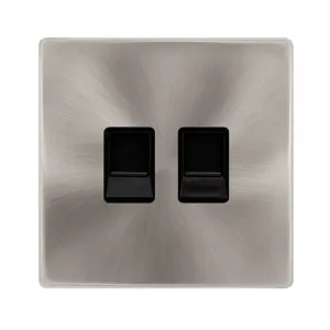 TWIN TELEPHONE SECONDARY OUTLET - BRUSHED STEEL CO