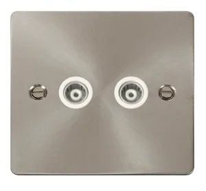 2 Gang Isolated Coaxial Socket  - White