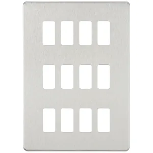 Screwless 12G grid faceplate - brushed chrome