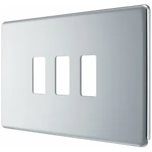GRID FRONT PLATE SCREWLESS - CHROME - 3 GANG