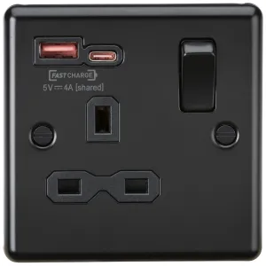 13A 1G SP Switched Socket with Dual USB A+C 12V DC