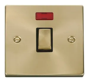 20A 1 Gang DP 'Ingot' Switch + Neon - Black
