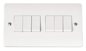 10AX 6 Gang 2 Way Plate Switch