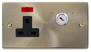 13A 1 Gang DP Key Lockable Socket With Neon