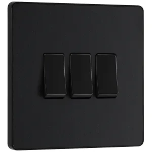 EVOLVE MATT BLACK (BLACK) TRIPLE LIGHT SWITCH, 20A