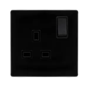 13A INGOT 1 GANG DP SWITCHED SOCKET - METAL BLACK