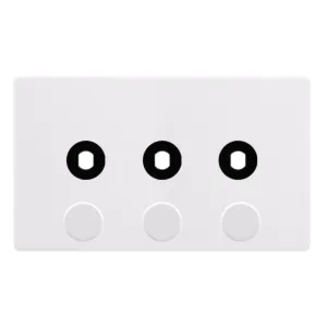 3 GANG UNFURNISHED DIMMER PLATE & KNOBS - POLAR WH