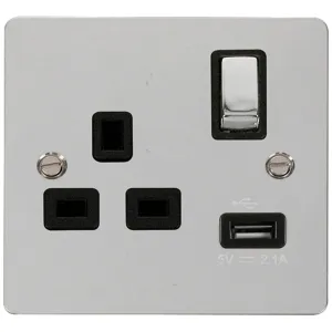 13A 1G Ingot Switched Socket With 2.1A USB Outlet