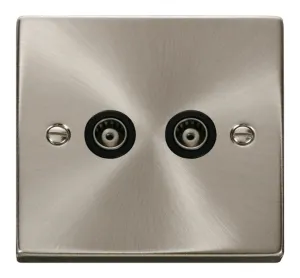 Twin Isolated Coaxial Socket Outlet - Black