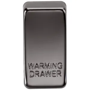 Switch cover "marked WARMING DRAWER" - black nicke