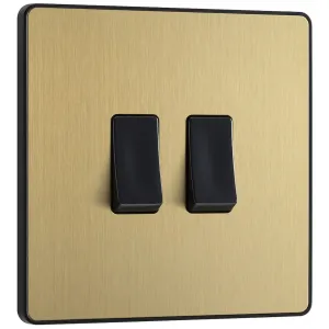 EVOLVE BRUSHED BRASS (BLACK) DOUBLE LIGHT SWITCH,