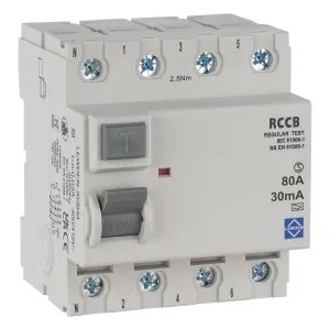 LEWDEN RCCB 80A 30mA 4P Type A 6kA